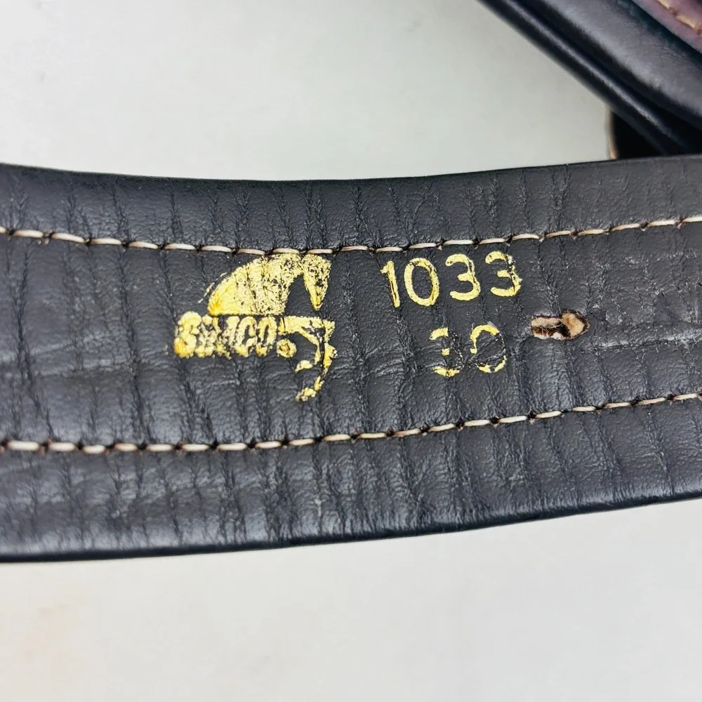 Crumrine Floral Silver Nickel Buckle Simco Saddles‎ Brown Leather Belt Waist 30